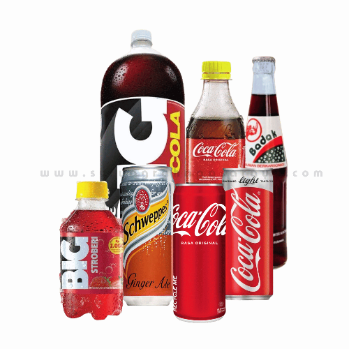 Coca Cola, Big Cola, Soda Badak, and Carbonated Drink